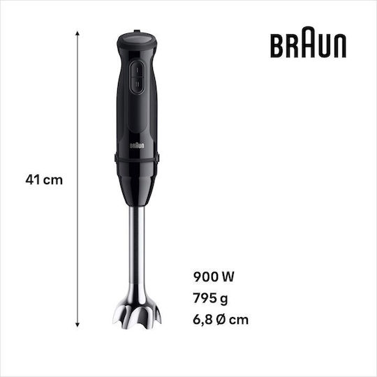Braun MultiQuick 3 Ръчен Блендер с Аноскидова Пръчка 900W Черен