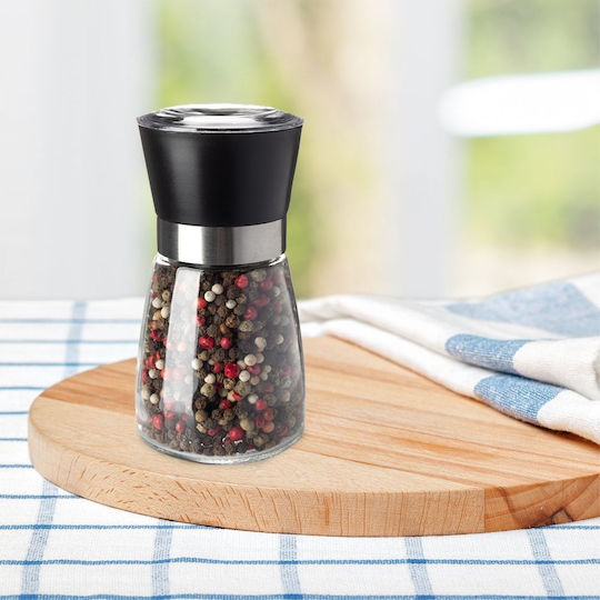 Excellent Houseware Manual Glass Salt Mill In Black Colour 13cm