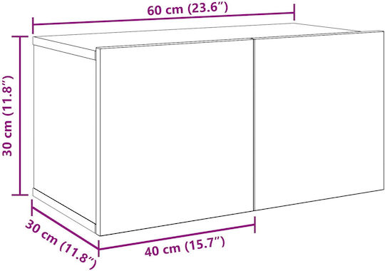 Living Room TV Unit Black Oak M180xW30xH30cm