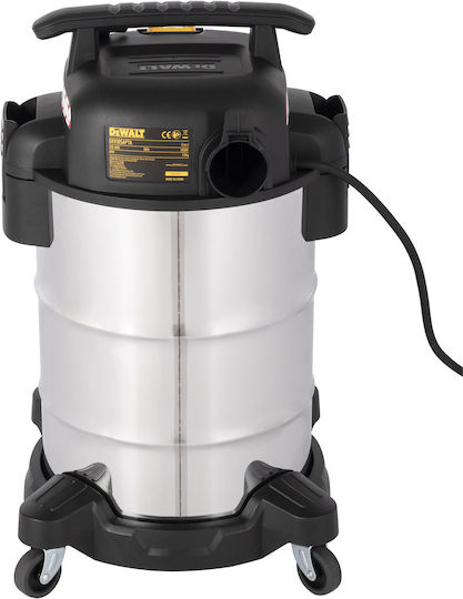 DEWALT Σκούπα Υγρών / Στερεών με Ανοξείδωτο Κάδο 30lt
