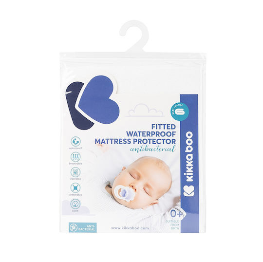 Kikka Boo Waterproof Baby Crib Mattress Protector Antibacterial with Elastic Straps 60x120x15cm