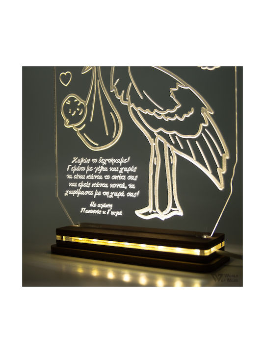 World of Wood Led Kids Decorative Lamp Stork Transparent