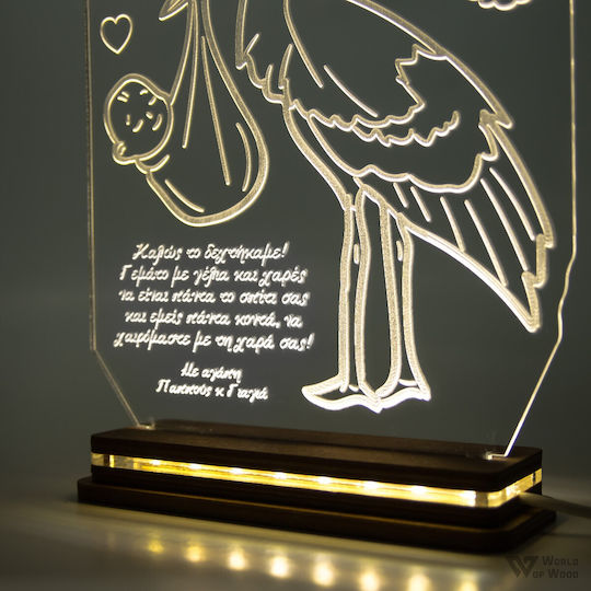 World of Wood Lumini LED Lampă decorativă pentru copii Barză Transparent