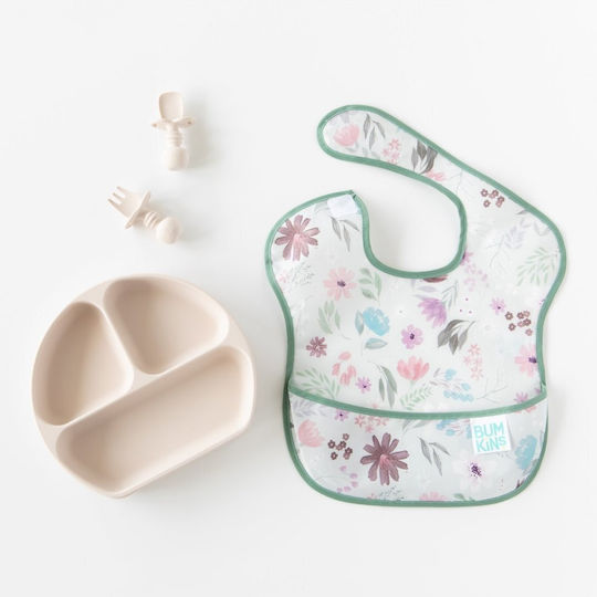 Bumkins Florar Impermeabila Bavetă Plastic cu autocolant & Buzunar Multicoloră pentru 6 m+