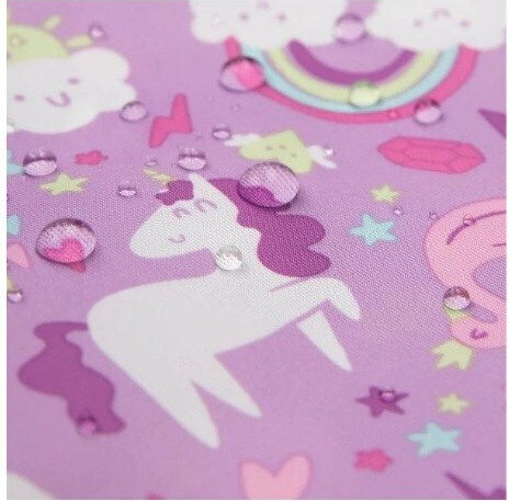 Bumkins Unicorns Waterproof Coverall Fabric with Lace Band, Pocket & Sleeves Purple for 6 m+