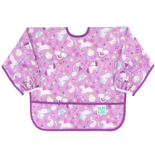 Bumkins Unicorns Waterproof Coverall Fabric with Lace Band, Pocket & Sleeves Purple for 6 m+