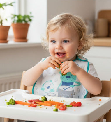 Gamberritos Kids Waterproof Plastic Baby Bib with Hoop & Loop Fastener and Pocket Multicolour for 6 Months+
