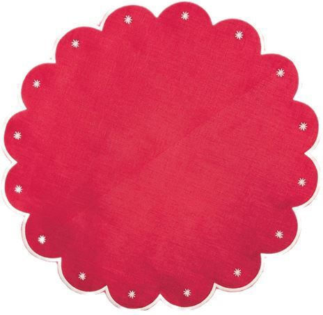 Round Fabric Placemats Lola Stars Red 4pcs