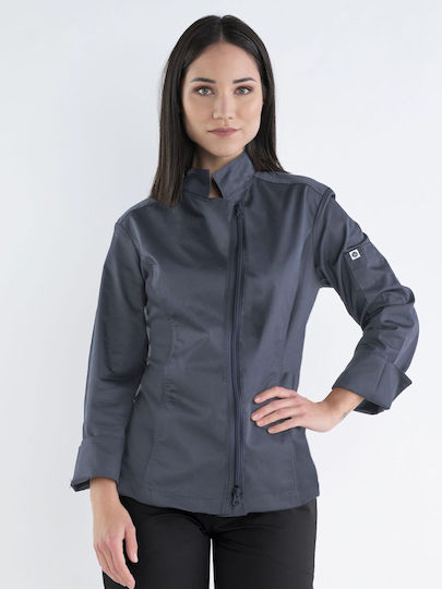 Damen Kochjacke Oporto Dunkelgrau Reißverschluss Martiform