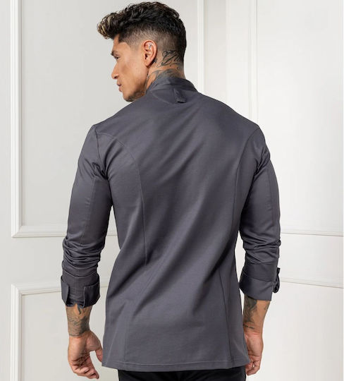 Le Nouveau Chef Σακάκι Σεφ Ανδρικό Γκρι με Μακρύ Μανίκι Cooltex Alain Dark