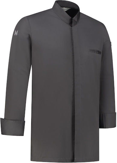 Le Nouveau Chef Σακάκι Σεφ Ανδρικό Γκρι με Μακρύ Μανίκι Cooltex Alain Dark