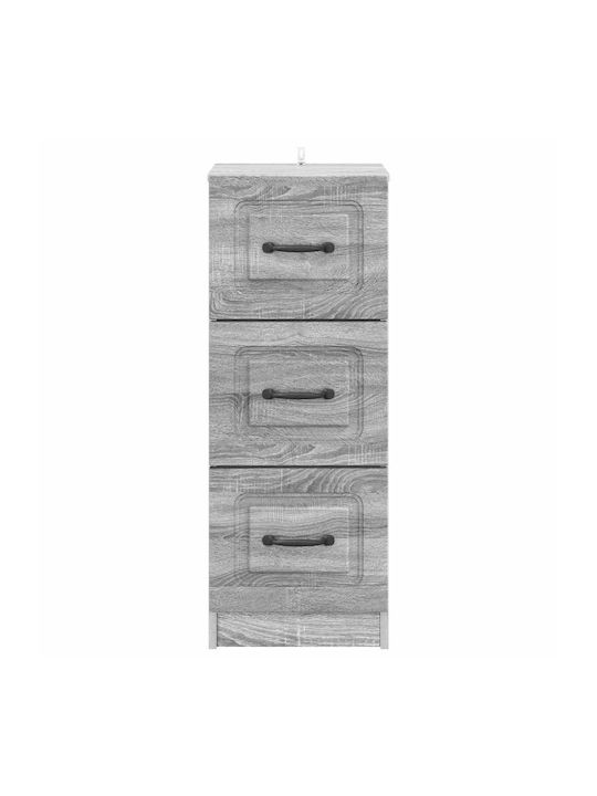 Wooden Storage Drawers with 3 Drawers L33xW34.5xH87cm