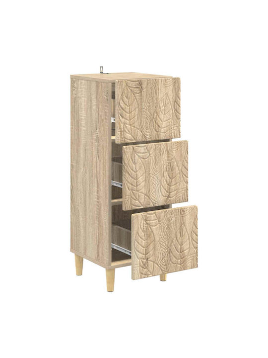 Wooden Storage Drawers with 3 Drawers L33xW34.5xH90cm