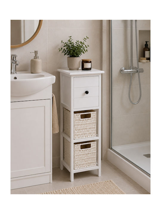 Wooden Storage Drawers with 3 Drawers L25xW25xH77cm