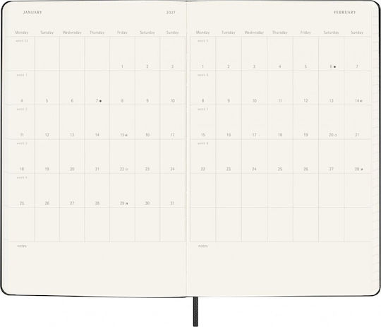 Moleskine Classic Planner 2026 2027 Daily 18 Month Black Large 13x21 Hard Cover 8056999279769
