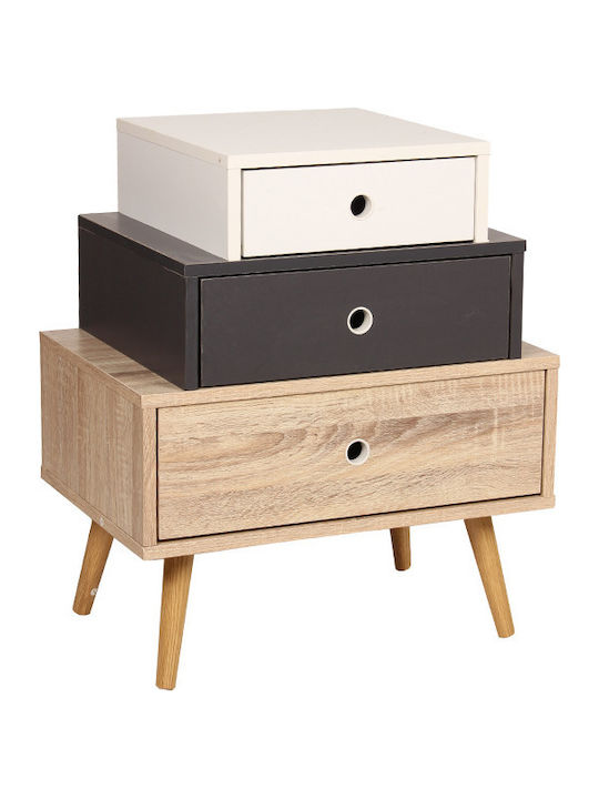 Drawers Storage Earth Wooden with 3 Drawers White / Grey L52xW36xH62cm