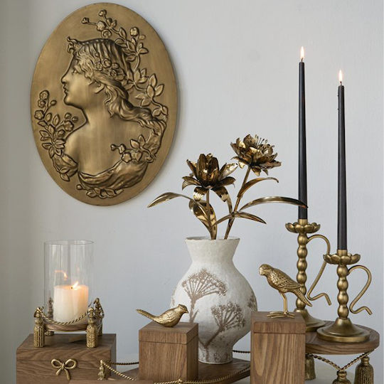 Artekko Decorative Sign Solis Handmade Gold Made of Metal 55x4.2x40cm