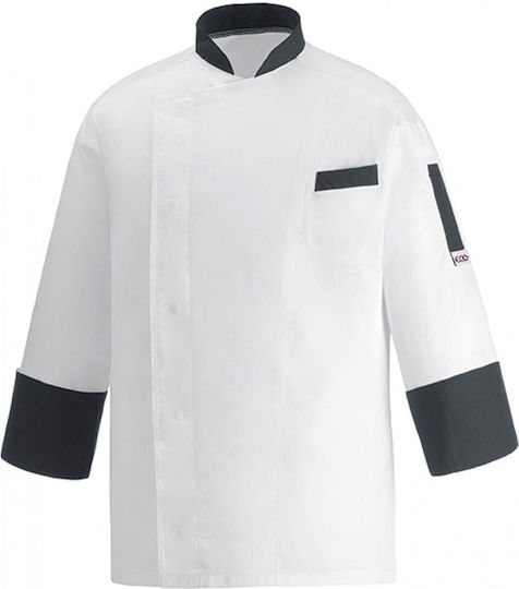 Egochef Coat Chef 100% Microfiber Black with Long Sleeve Ottavio