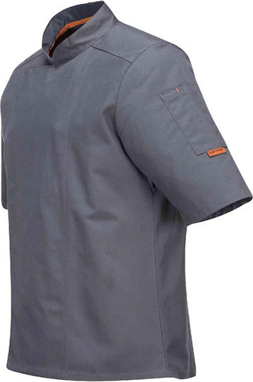 Portwest Chef Jacke Männlich Grau mit Kurzärmeligem