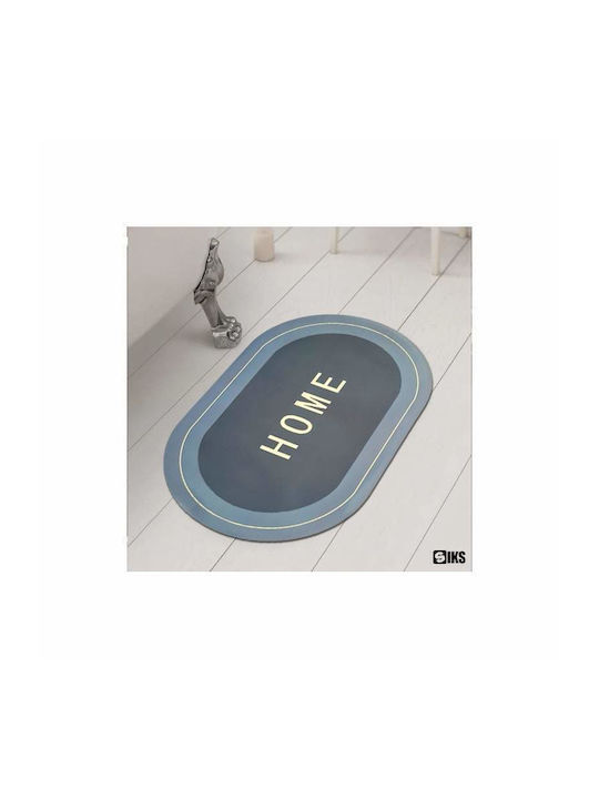 Non-Slip Bath Mat Oval Light Grey/blue 77x47.5cm