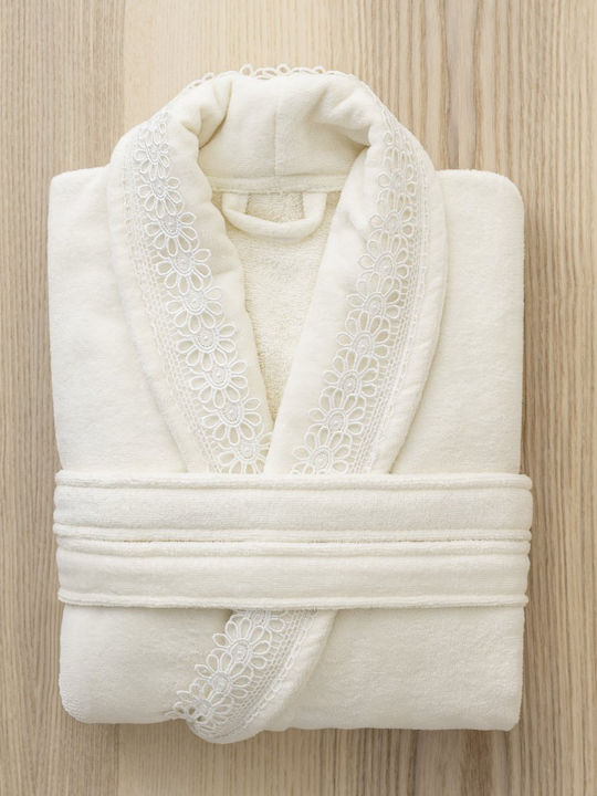 Nima Seren Bathrobe with Collar Ivory 380gr/m²