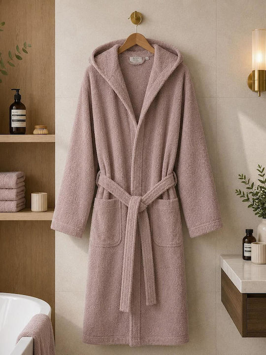Astron Italy Μπουρνούζι με Κουκούλα Dusty Rose 450gr/m²