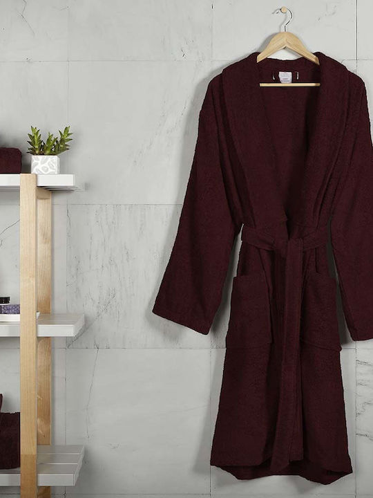 Fieldcrest Ultra Soft Μπουρνούζι με Γιακά Bordeaux 370gr/m²