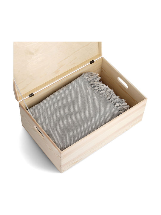 Zeller Hölzernes Aufbewahrungsbox mit Deckel Beiges 60x40x24cm