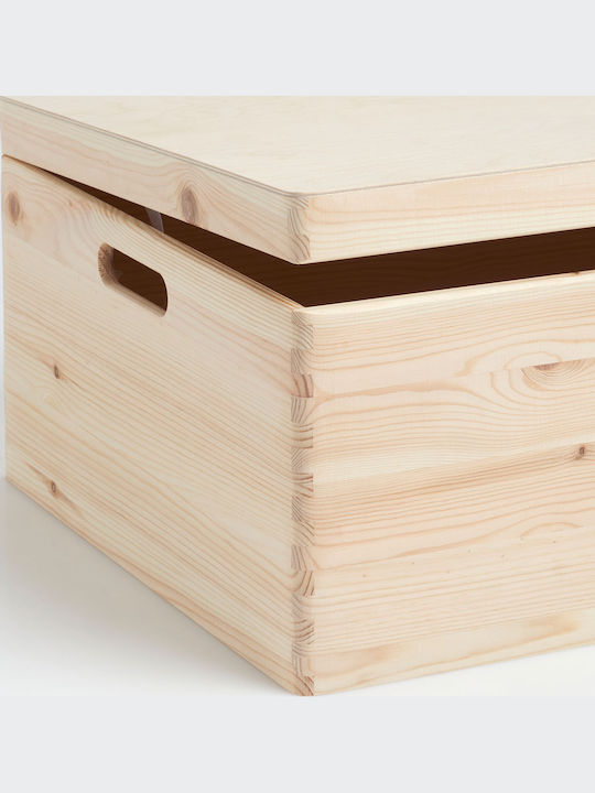 Zeller Hölzernes Aufbewahrungsbox mit Deckel Beiges 60x40x24cm