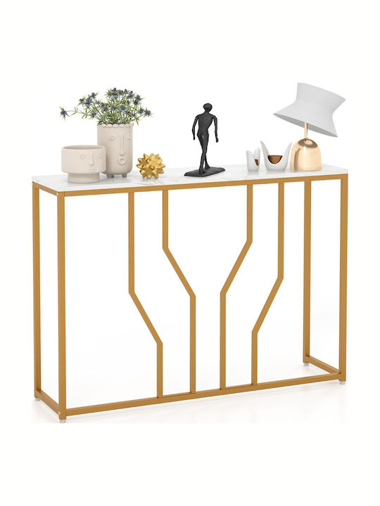 Console Table Wood & Metal Gold + White L110xW30xH80cm