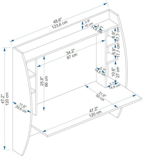 Birou de Calculatoare din Lemn Gri Închis 123x30x47cm