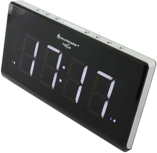Soundmaster UR8400 Tabletop Digital LED Clock With Alarm Clock & Radio Black