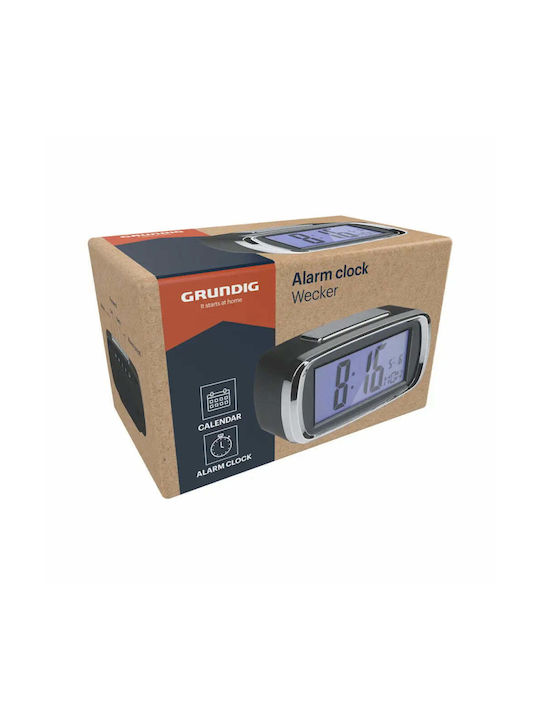 Grundig Geräuschloses Digitales Tischuhr Kunststoff mit Wecker Schwarz 871125226085