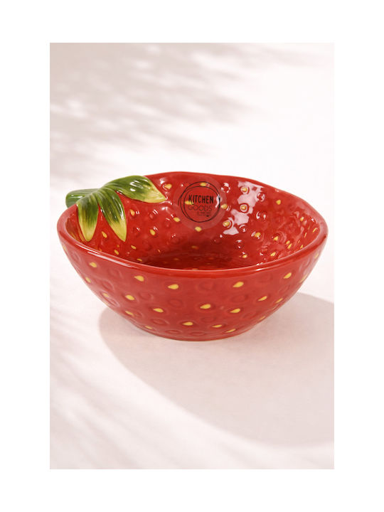 Kaemingk Round Red Ceramic Serving Bowl with Diameter 12cm