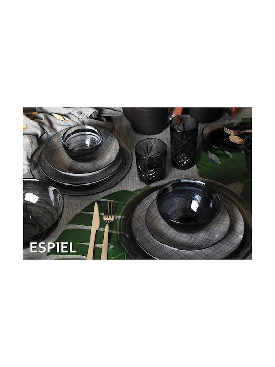 Espiel Atlas Serving Bowl Round Glass Black with Diameter 15cm