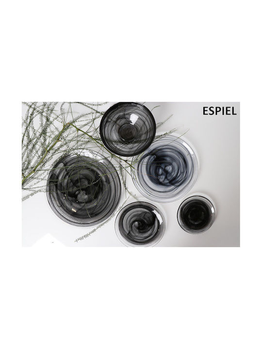 Espiel Atlas Serving Bowl Round Glass Black with Diameter 15cm
