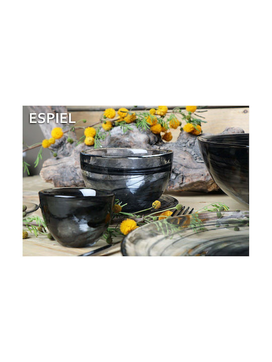 Espiel Atlas Serving Bowl Round Glass Black with Diameter 15cm