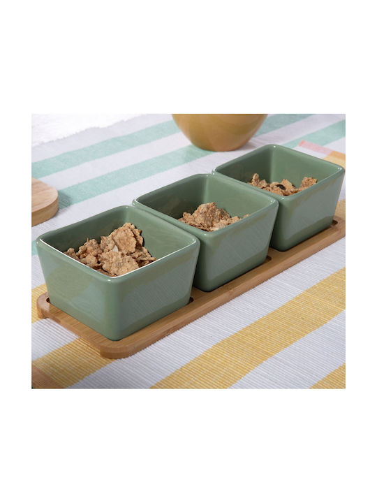 Nef-Nef Homeware Bamboo Sage Servierschalen Rund aus Bambus Weiß mit Durchmesser 27,8cm 3 Stück