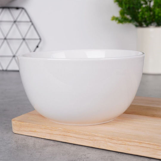 Excellent Houseware Bol de Servire Rotund din Porțelan Alb cu Diametru 15.5buc