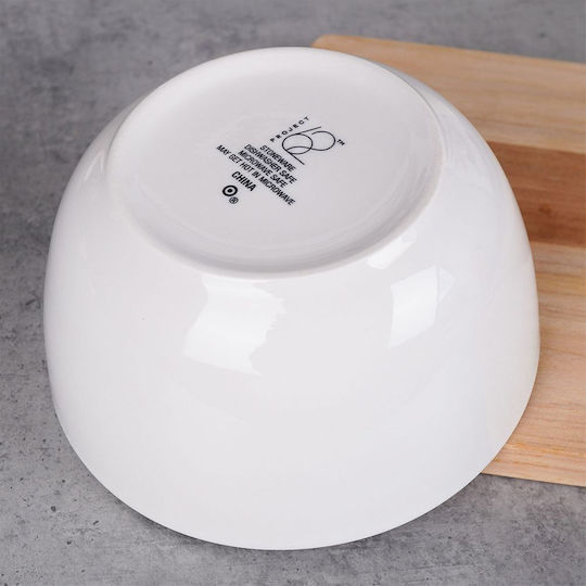 Excellent Houseware Bol de Servire Rotund din Porțelan Alb cu Diametru 15.5buc