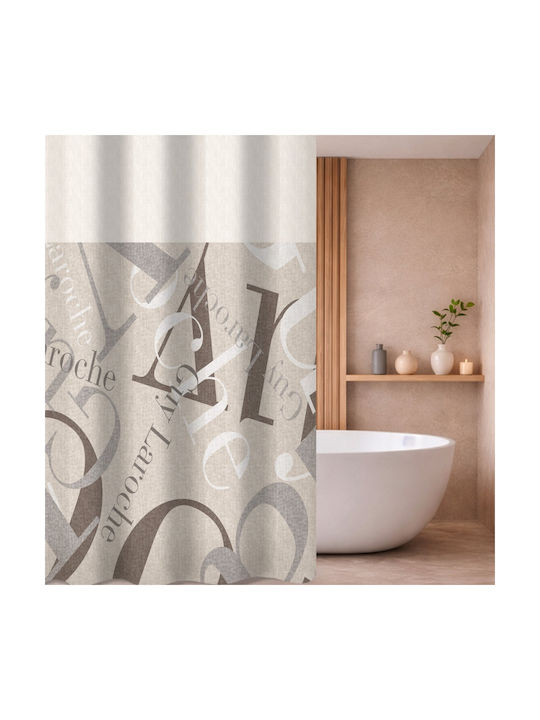 Guy Laroche Passport Shower Curtain Fabric with Grommets 240x185cm Beige