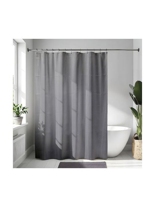 Eurocasa Shower Curtain Fabric with Hooks 180x200cm Grey