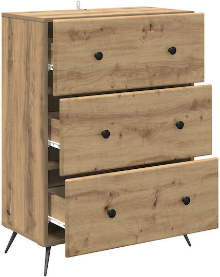 Bedroom Chest of Drawers Wood & Metal 66x34.5x90cm