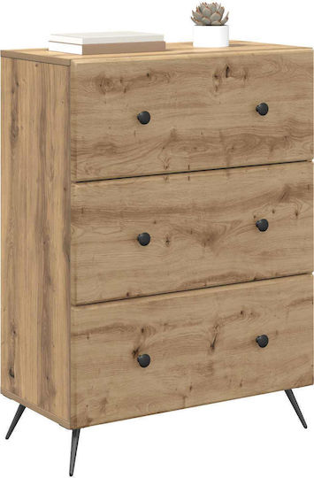 Bedroom Chest of Drawers Wood & Metal 66x34.5x90cm