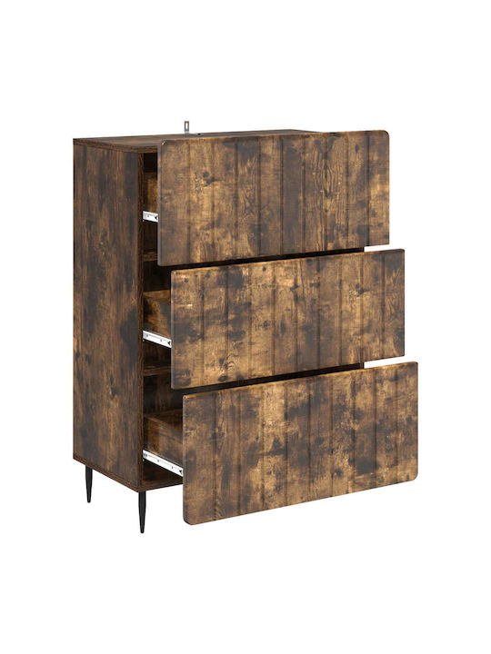vidaXL Kommode Für Schlafzimmer Holz Mit 3 Schubladen Räucherholz Eiche 66x34.5x92cm