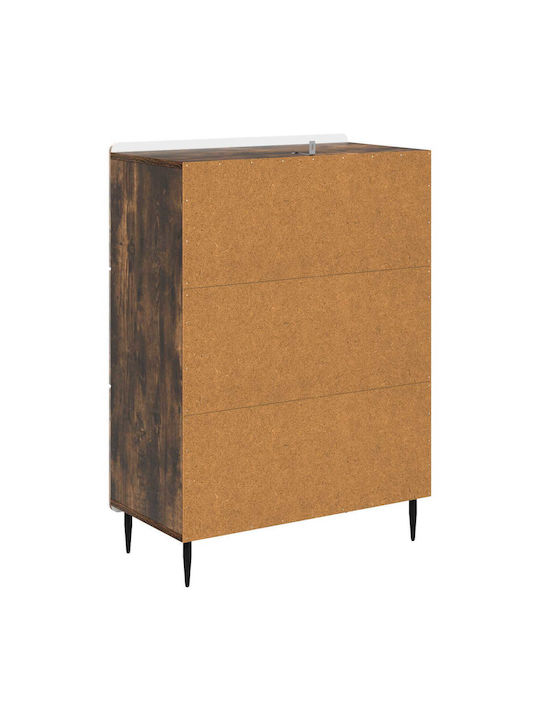 vidaXL Kommode Für Schlafzimmer Holz Mit 3 Schubladen Räucherholz Eiche 66x34.5x92cm