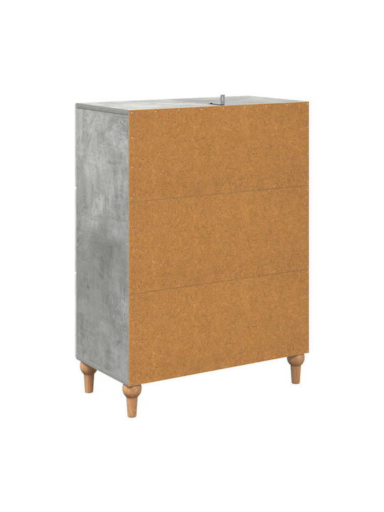 Kommode Für Schlafzimmer Holz Mit 3 Schubladen Grau Betonoptik 66x34.5x90cm