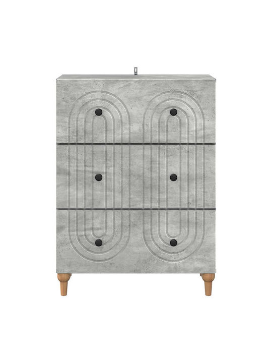 Kommode Für Schlafzimmer Holz Mit 3 Schubladen Grau Betonoptik 66x34.5x90cm