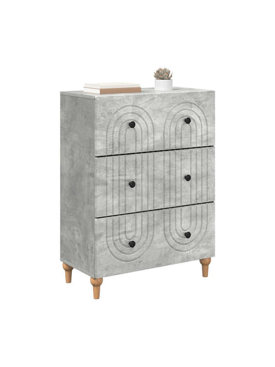 Kommode Für Schlafzimmer Holz Mit 3 Schubladen Grau Betonoptik 66x34.5x90cm