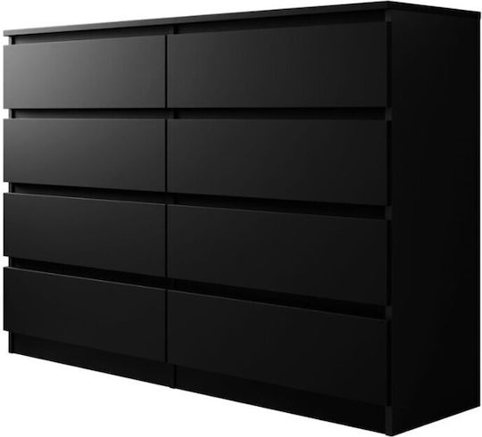Comoda pentru Dormitor Juniper 8s cu 8 sertare Neagră 139x40x100buc